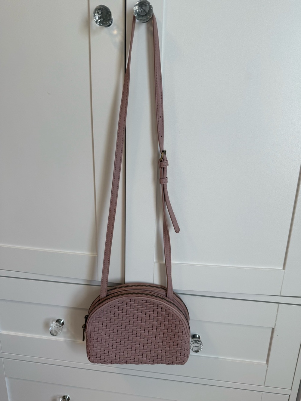 Anthropologie Mauve Pink/Purple Woven Crossbody Bag